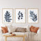 HTWLMM Encre de Feuille Bleu Aquarelle Tableaux Affiche sans Cadre Toile Peintures Murale Art Salon Chambre Décor À La Maison (3X40X50CM,sans Cadre)