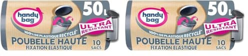 Sacs poubelle haute à fixation élastique 50L x 10 sacs 100% recyclé [NEW - Product name being modified currently] (Lot de 2)