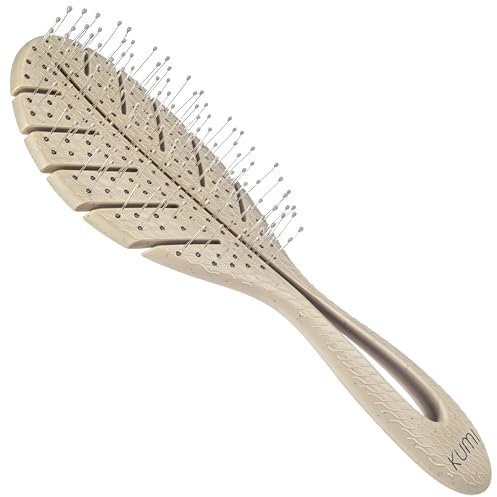 Kumi Leaf Soft Bristle Detangling Brush - Eco Friendly - Suitable for all hair types - Wet and Dry Hair - Women, Men & Children
