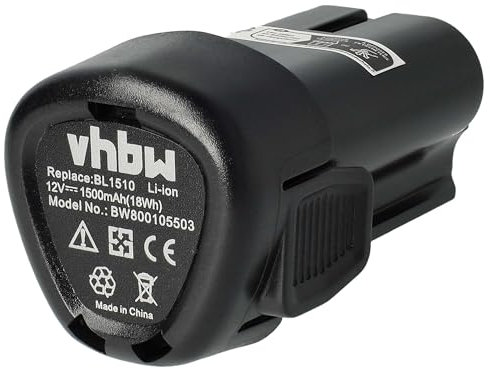 vhbw Battery compatible with Black & Decker PSL12, LDX112C, LDX112, HPL10RS Power Tools (1500 mAh, Li-Ion, 12 V)