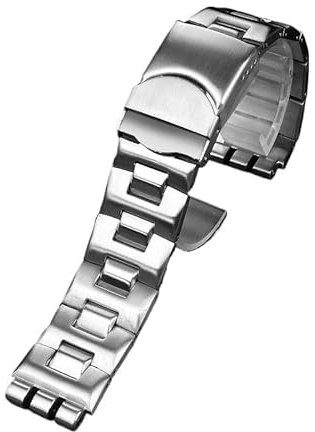 AXTGBHL Massives Edelstahl-Armband, passend for Swatch YGS740, YGS749G, YIS401, YCS443, YVS451, passend for IRONY, Herrenarmband, 17 mm, 19 mm, 21 mm, Damenarmband(G20-silver,19mm)
