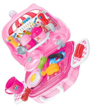 KONTONTY Kinder Küchenutensilien Spielzeugset Im Koffer Kakaowagen Mit Kochutensilien Für Kinder Ideal Für Rollenspiele Und Kreative Kochabenteuer Fördert Die Fantasie Und Motorik Für