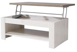 möbelando Couchtisch >Duro< Der Couchtisch Duro (B/H/T: 110 x 45,2 x 65 cm) im Provenzal-Stil überzeugt in Pinie Weiß/Eiche Antik, mit hochklappbarer Tischplatte und Stauraum, belastbar bis 40 kg.