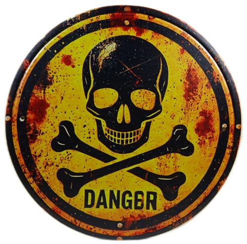 Blechschild Danger Totenkopf Schädel 20 cm Ø Warnschild Deko MU K5