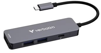 Verbatim USB-C Essentials Multiport Hub 4 Port HDMI PD 100W USB-A | 4-in-1 USB-C Hub mit HDMI, USB-C Power Delivery, USB-A 3.2 Gen 1 Anschlüssen für schnelle Datenübertragung
