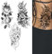 Temporäre Tattoos Damen, 3 Blätter 3D Rose Schwarze Klebetattoos, Lange Blumen Rebenblätter Pflanze Tattoo Erwachsene, Persönlichkeit Fake Tattoos, Wasserfeste Tattoo Aufkleber Arm & Taille & Fuß