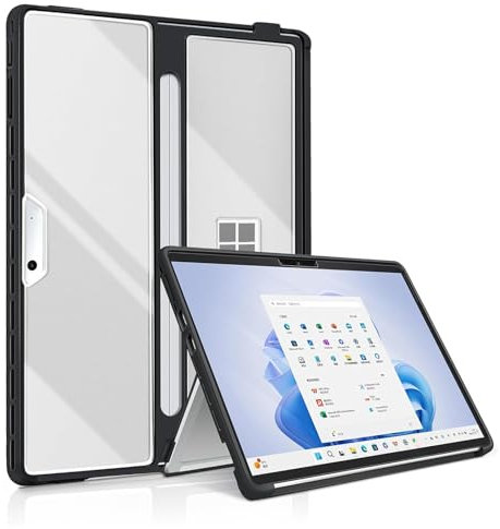 Case for Microsoft Surface Pro 11/10/9/8, Full Body Protection All-in-one Rugged for Surface pro 13 Inch Cover, TPU Rugged Frame, Compatible with Type Cover Keyboards, Transparent White