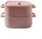 Olla de vapor de silicona para microondas, recipiente de almacenamiento de alimentos con asa para cocinar al vapor verduras, pescado y aves de corral (rojo claro)