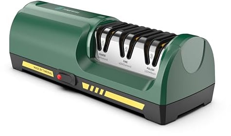 TIMERIAL Electric Knife Sharpener for Kitchen 3 Stage Diamond Abrasives Disc 15° Precision Angle Guide, for Sharpening Polishing Fast Steel Knives Rolling Ceramic Knives,120Grit /600 Grit/1000 Grit