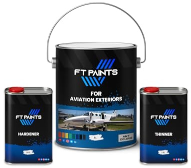 FabioT. FT Paints 8.17 liters Kit ACRY High-Gloss 2K Paint with Hardener E9006 (Fast Drying) For Aviation Exteriors -RAL 9005-Jet Black
