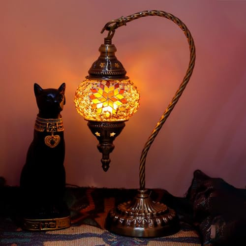 Lámpara de mesa de mosaico exótico turco con lámpara retro de estilo marroquí hecha a mano Luzes decorativas para el dormitorio Navidad Halloween Decoración de arte de la oficina