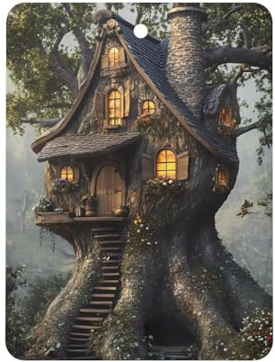Fantasy Tree House Car Air Freshener Decorative Hanging Aromatherapy Tablets for Car Trucks Square