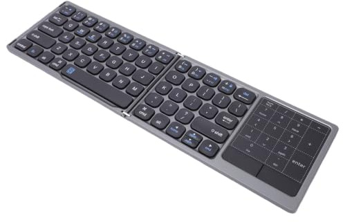 VELATEMOR Faltbare Bluetooth-Tastatur, 2,4 G, Kabellos, mit Ziffernblock und Touchpad für Tablets und Telefone