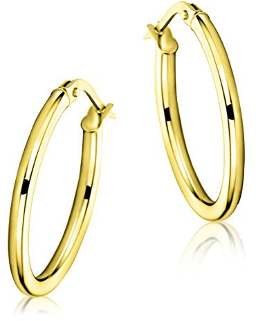Miore Ohrringe Damen klassische Creolen aus Gelbgold 9 Karat / 375 Gold, ovale Ohrschmuck 24 x 18 mm
