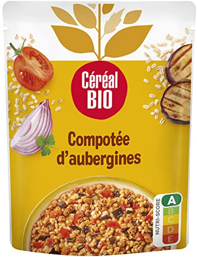 Céréal Bio Compotée d'aubergines - Sachet Micro-ondable, Rapide à Réchauffer - Végan et Bio - 250g - 200632
