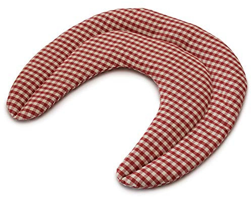 Johanniskern Körner-Nackenhörnchen mit Kammern Bio Stoff rot-weiß - Nackenkissen - Wärmekissen für Nacken