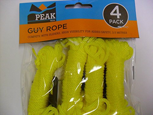 Set of 4 Tent Guy Ropes - Yellow for High Visibility