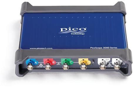 Pico Technology PicoScope 3406D 4 Kanal Oszilloskop 200 MHz, 512 MS, Handheld Digitaloszilloskop Kit inkl. 4 Kanäle, Tastköpfen und PS7 Software für Windows, Mac, Linux
