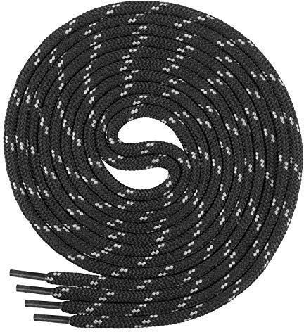 Lacci per scarpe da lavoro e da trekking Di Ficchiano – molto resistenti – diametro di ca. 4,5 mm, 70 cm – 220 cm di lunghezza, poliestere I Made in Europe., Adulti (unisex), nero/grigio, 80 cm / ø 4,5mm