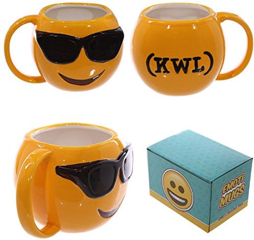 Puckator Emoji-Sonnenbrille, KWL Keramik-Kaffeetasse