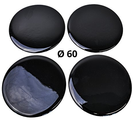 4x Silikon Aufkleber/Embleme für Nabenkappen | Motiv: Black/Schwarz | Durchmesser: 60 mm