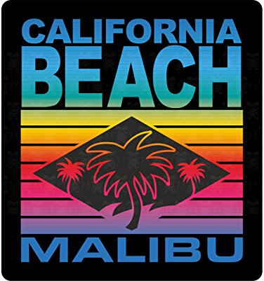 cut-it folientechnik & design MG031 / Malibu Beach Aufkleber ca. 7x7,5cm Surfer Strand Sonne Urlaub Hippie Rockabilly Old School Vintage Retro Style