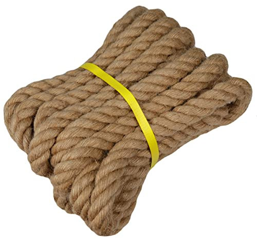 Verdrehtes Manila-Juteseil (2,5 cm x 3,4 m) natürliches dickes Hanfseil zum Basteln, nautisch, Geländer, Hängematte, Dekorieren