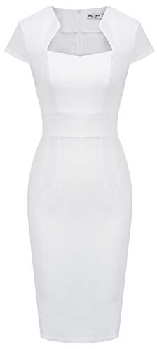 Grace Karin Robe Crayon Vintage années 50 et 60 pour Femme, Blanc-8947, Taille XL