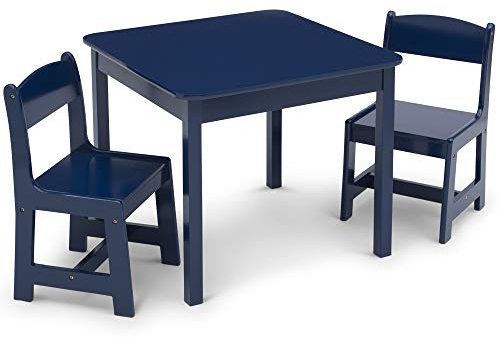 Delta Children MySize Kids Wood Table and Chair Set (2 Chairs Included), Deep Blue