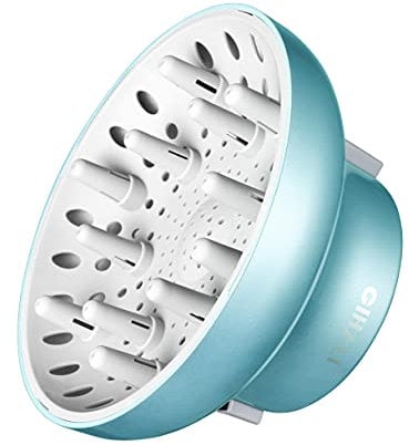 GIHALI difusor Universal para secadores de pelo con boquilla de diámetro 4,4-6,6 cm, Hair holding fuerte, para pelo rizado u ondulado, para rizos sin frizz (Laguna Azul)