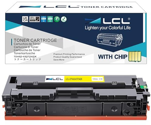 LCL CF542X Gelb Tonerkartusche kompatibel für HP 203A 203X CF542A CF542X kompatibel für HP Color LaserJet Pro M254dw M254dn M254nw MFP M281fdw M281fdn M281cdw M280nw (1er-Pack)
