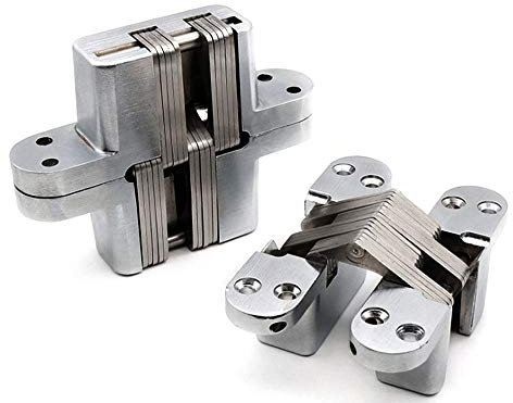 Xuee Charnières de porte cachées Charnières invisibles Charnières cachées Charnières à 180 degrés en alliage de zinc (1 paire avec vis) (Silver)