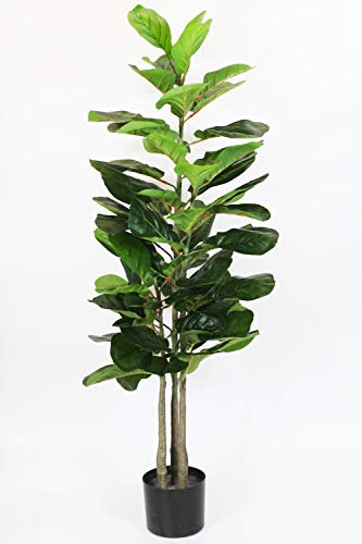 Ficus Lyrata Planta Artificial (115 cm) Árbol Artificial Planta de Interior Planta Verde con Maceta Decorativa