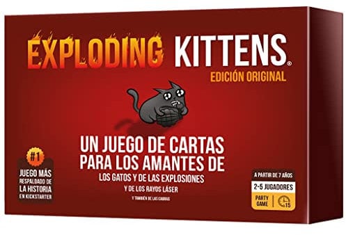 Exploding Kittens | Exploding Kittens | Juego de Cartas para los Amantes de los Gatos y las Explosiones | A Partir de 7 Años | De 2 a 5 Jugadores | 15 Minutos por Partida | Español