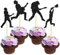 Gyufise 24Pcs Rock Band Cupcake Toppers - Black Glitter Rock Pop Music Theme Cupcake Picks - Music Cake Decorations for Concert Theme Birthday Party Supplies