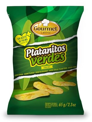 Platanitos Verdes - Bolsa Individual de 65 g - Sabor Salado - Elaborado con Plátano Fresco Verde - Aceite de Girasol 100% - Ideal Como Aperitivo - Gourmet Latino