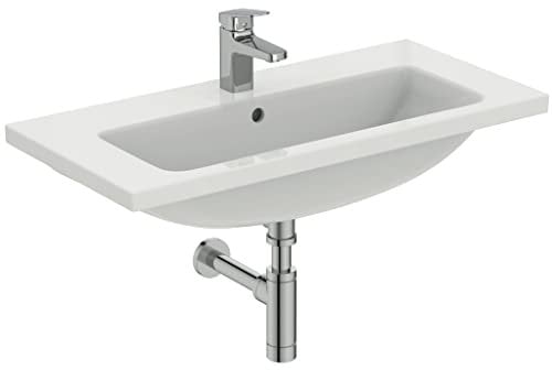 Ideal Standard I.LIFE S Lavabo Plan, Vasque, Profondeur Réduite, 80 x 38,5 x 18 cm, Salle de Bain Toilette, Fixation Mur, Céramique, Blanc, Percé 1Trou pour Robinet, T458901