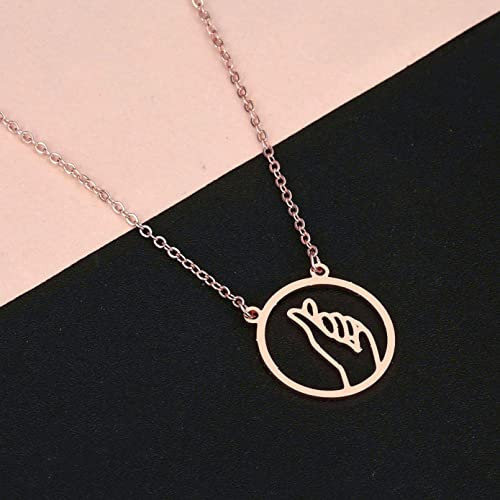 pendant necklace Jewelry Circle Hand Gesture Pendants Neckalces I lOVE YOU Sign Language Chain Necklace For Women Men Jewelry Party