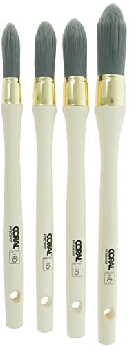 Coral Precision Round Sash Paint Brush Set X 4 Synthetic 15mm,18mm,21mm,25mm