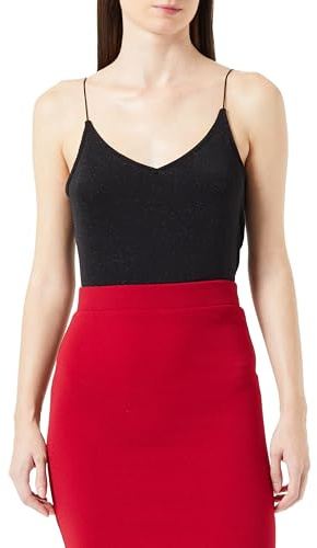 ONLY Damen Onlcarolla S/L Top Box JRS, Black/Detail:Black Metallic, S