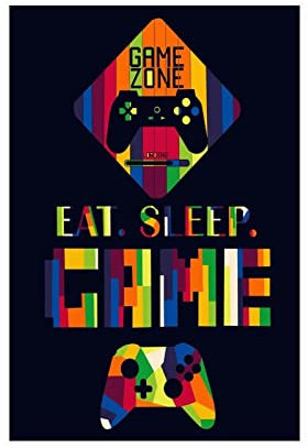 FUKITT Gaming Zone Poster artistique sur toile - Décoration murale - Pour salon, chambre à coucher - Style sans cadre - 60 x 90 cm