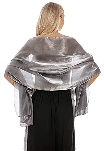 NiceYnn Chiffon-Organza-Schal, für Abendkleider, Damen, Übergröße, 170 x 72 cm, durchsichtig, glatt, seidig, Schal, Hochzeit, formelle Party, dunkelgrau, One size