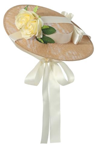 COSDREAMER Chapeau victorien pour femmes et filles - Chapeau plat vintage à fleurs (P)