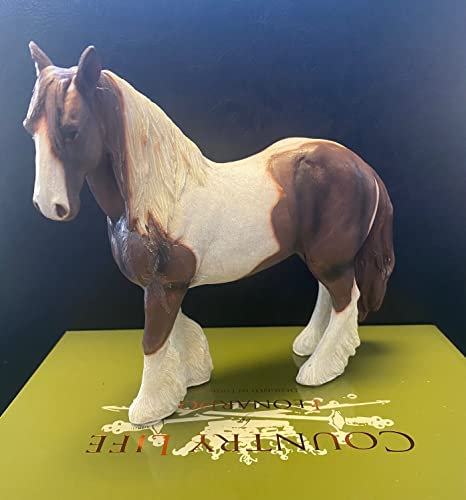 Tamersgifts Horse Ornament Figurines (Brown White Piebald Gypsy Cob Horse Statue)