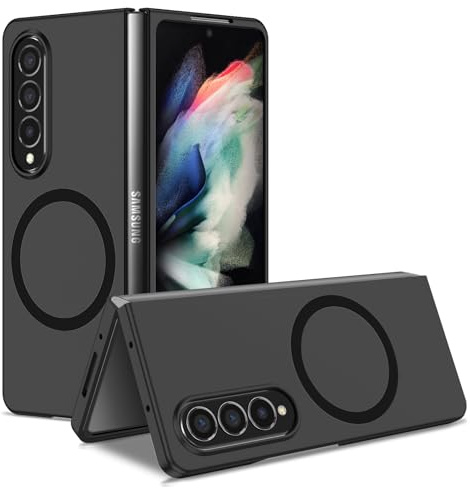 Ysnzaq Cover Magnetica per Samsung Galaxy Z Fold 4 7.6 Compatibile con MagSafe, Protezione Antiurto Di Livello Militare Hard PC Anti-Graffio Custodia per Samsung Galaxy Z Fold4. MY Black