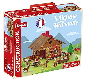 Jeujura - Le Refuge de la Marmotte - 150 pièces - Jeux de Construction dans sa Valise en Carton - A partir de 5 Ans - Agilité - Créativité - Manipulation - Catalogue fourni - 8090