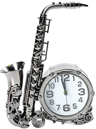 Warmhm Saxophon Wecker Miniaturen Schreibtisch Wecker Runder Wecker Aus Metall Reloj De Mesa De Noche Digital Retro-Uhr-Figur Vintage-Uhr-Ornament Retro-wecker Abs Kind Jahrgang Geschenk