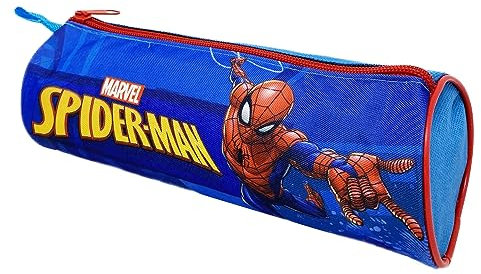 CARTOON Tombolino, trousse scolaire ronde, école, papeterie, organisateur de crayons, couleurs, bleu, 22 x 8 x 8 cm, Spiderman (2)