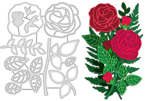 BENECREAT Rosenblüten-Metallstanzformen, Blumenblatt-Stanzformen Schnittschablonen 3D-Metallschablonenvorlage Für DIY-Handwerk, Handgefertigte Prägung, Scrapbooking, DIY-Kartenbasteln