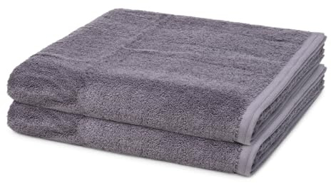 Vossen - 2 teiliges Frottier-Set - Vegan Life (2 X Duschtuch im Set) - 580 g/m2 - Baumwolle - Frottee - saugstark - weich und flauschig - Dunkelgrau